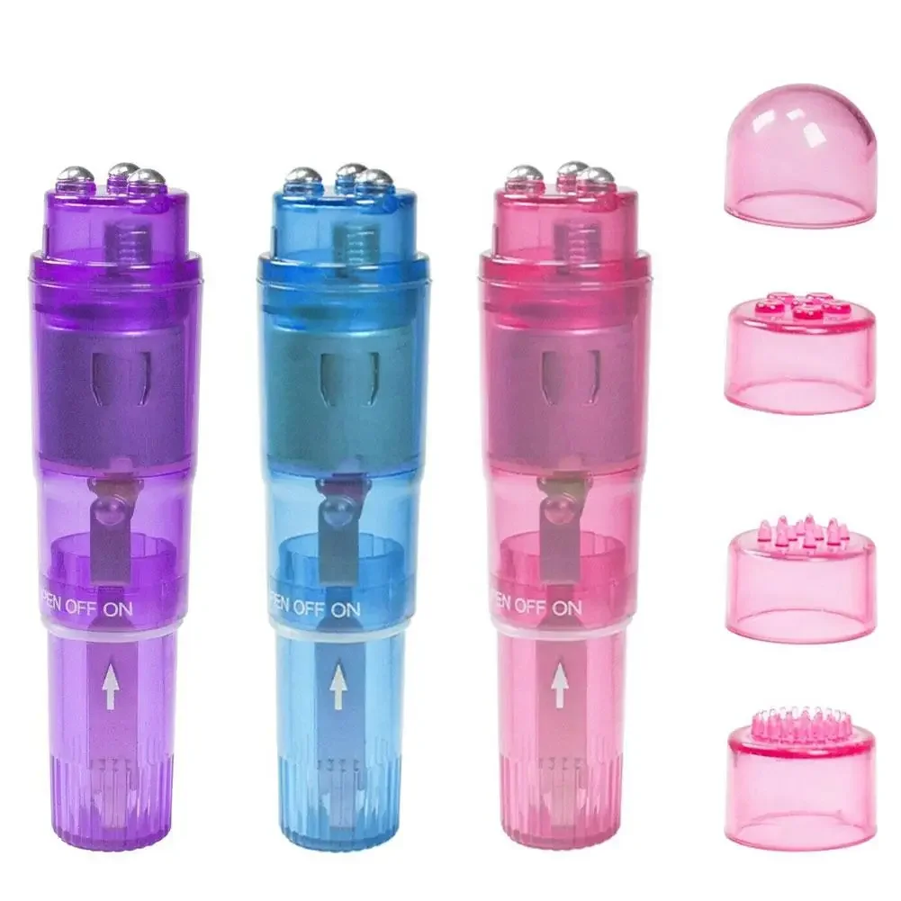 Women Massage Stick With 4 Heads Mini Massage Device Vibration Tool