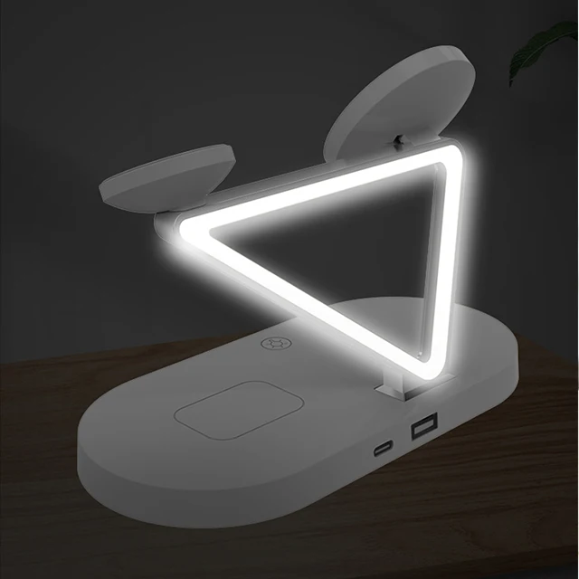4-in-1 LED Portable Fast Wireless 15w Magnetic Multiple Device Charger Stand For Iphone