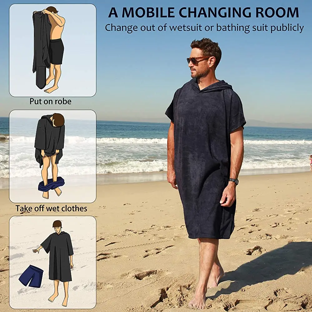 Cotton changing poncho towel hooded robe adult surf