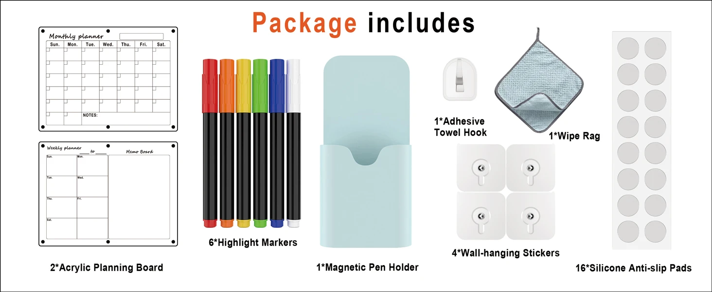 Magnetic Acrylic menu note message writing dry erase Board for Fridge refrigerator