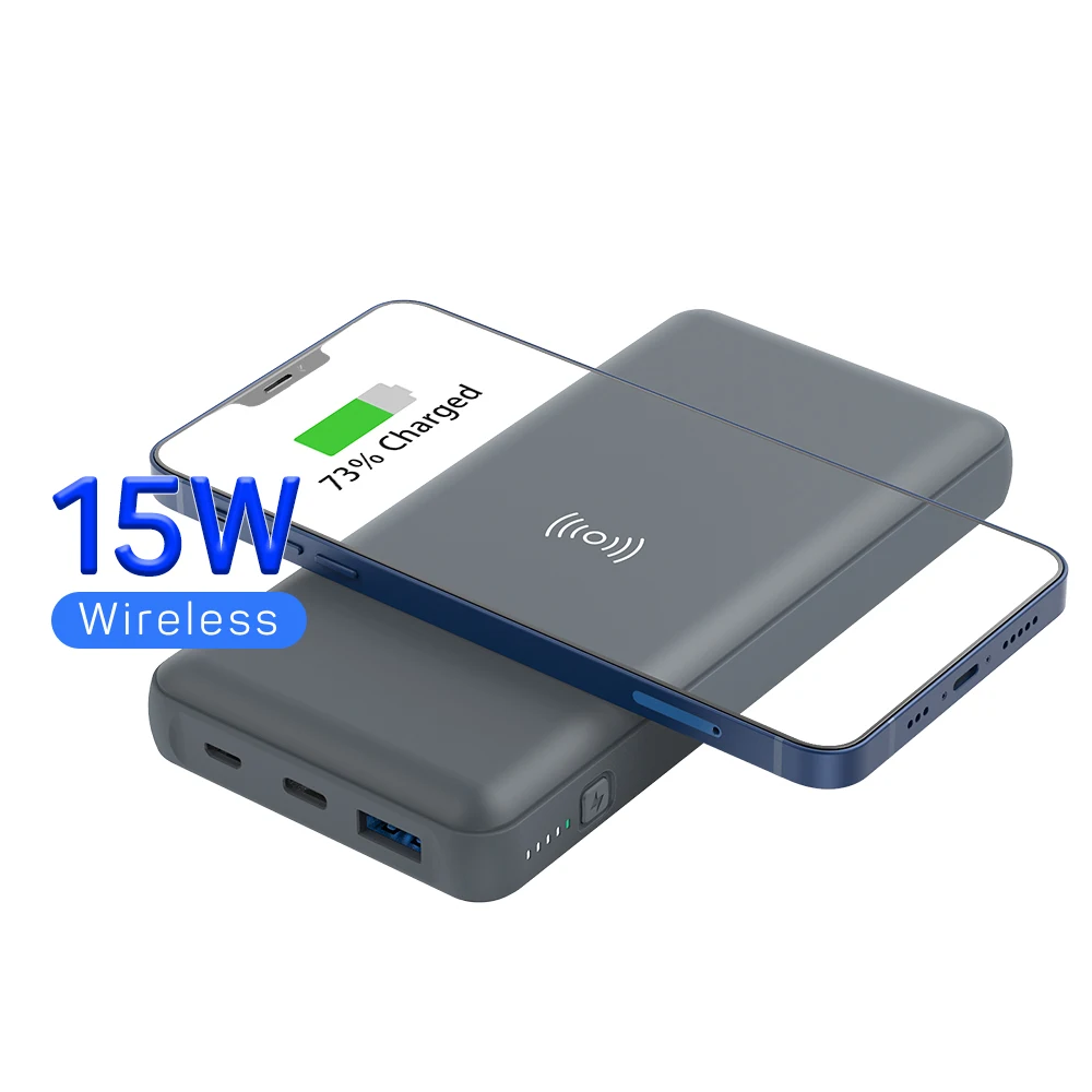  Быстрая зарядка 20 Вт 3 0 15 qi Беспроводное зарядное устройство Портативный USB C PD внешний аккумулятор 20000 мАч для iPhone 12 iPad и многое