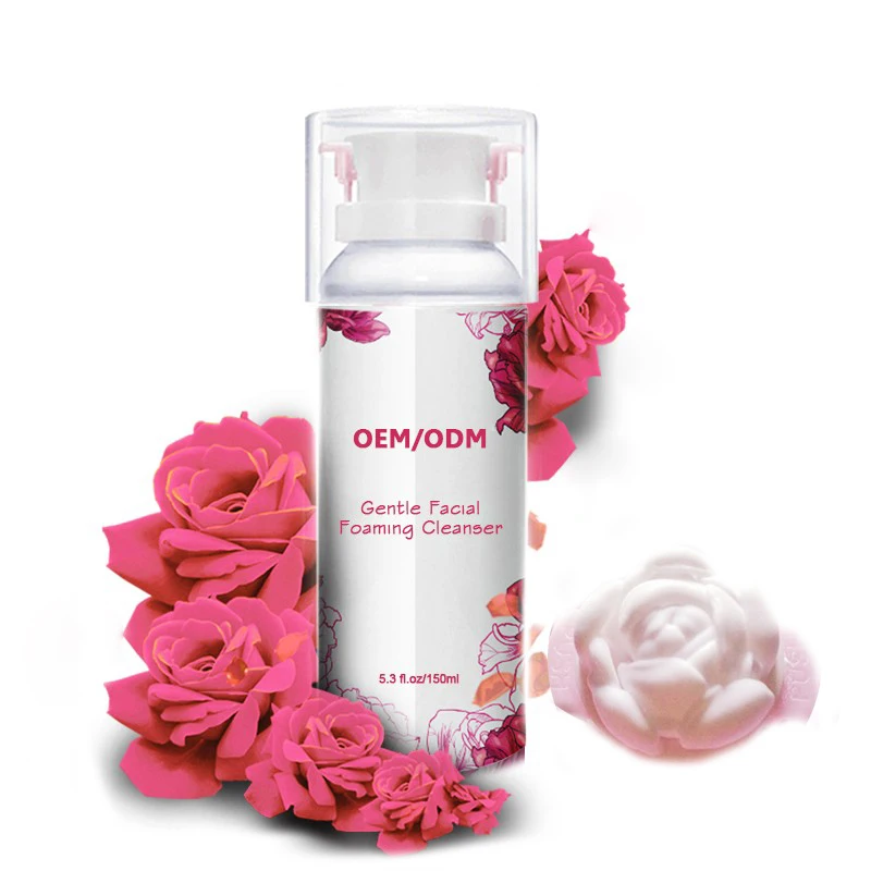 OEM beautiful rose flower foam cleanser no over-drying feeling pH mild acid face wash for dry skin