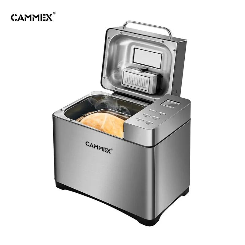 CAMMEX Automatic Bread Maker 650W Programmable Stainless Steel Bread Machine with 3 Loaf Sizes Fruit Nut Dispenser