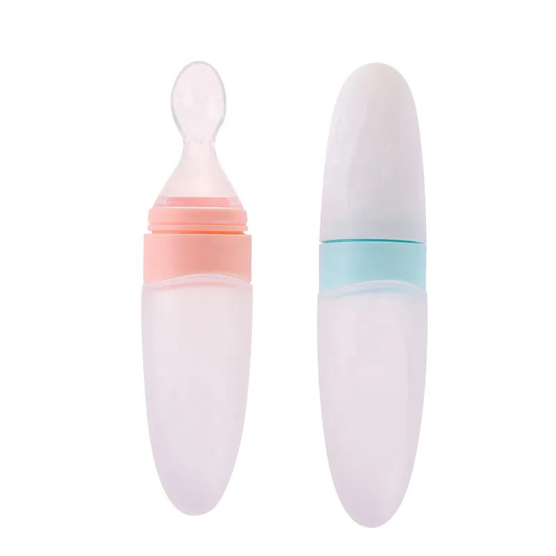 Silicone Baby Spoon Squeeze Feeder Bottle Food Fruit Pacifier Feeder Silicone Baby Feeder