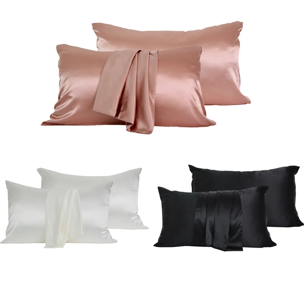 35 Colors Ready to Ship and Wholesale Pillowcases Cover Smooth and Soft Luxury Envelope Queen Size Silk Satin Pillow Cases