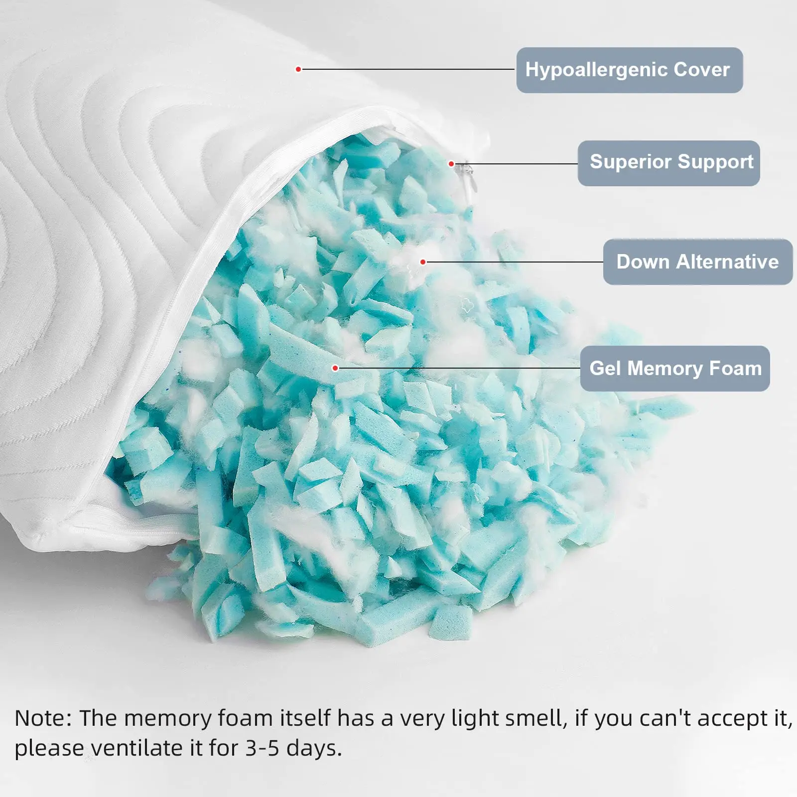 Deep Sleep Shredded Memory Foam Pillow For Sleeping Comfortable