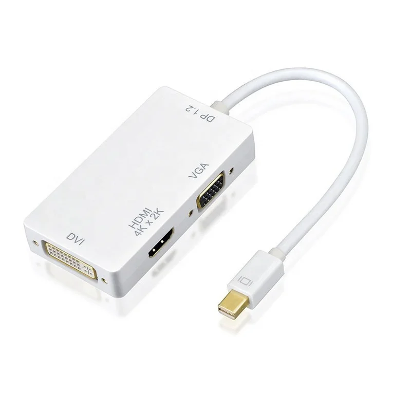 Xput 3-In-1 Mini Displayport Thunderbolt 1.2 To 4Kx2K HDMI DVI VGA Cable Adapter
