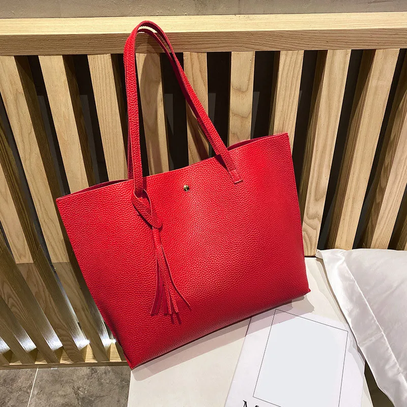 Женская Сумка-тоут из мягкой искусственной кожи с кисточками