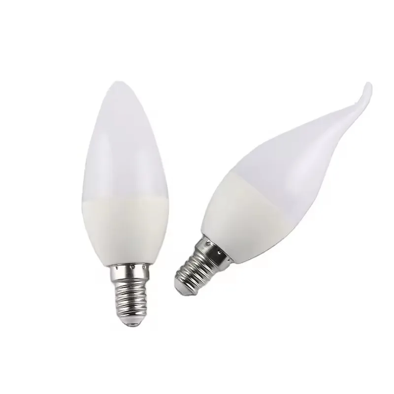 Energy Saving Factory Wholesale Smd Battery 12V 110V 5W 7W E14 E27 B22 Led Bulb White Candle Shape Flicker Flame Led Light Bulbs