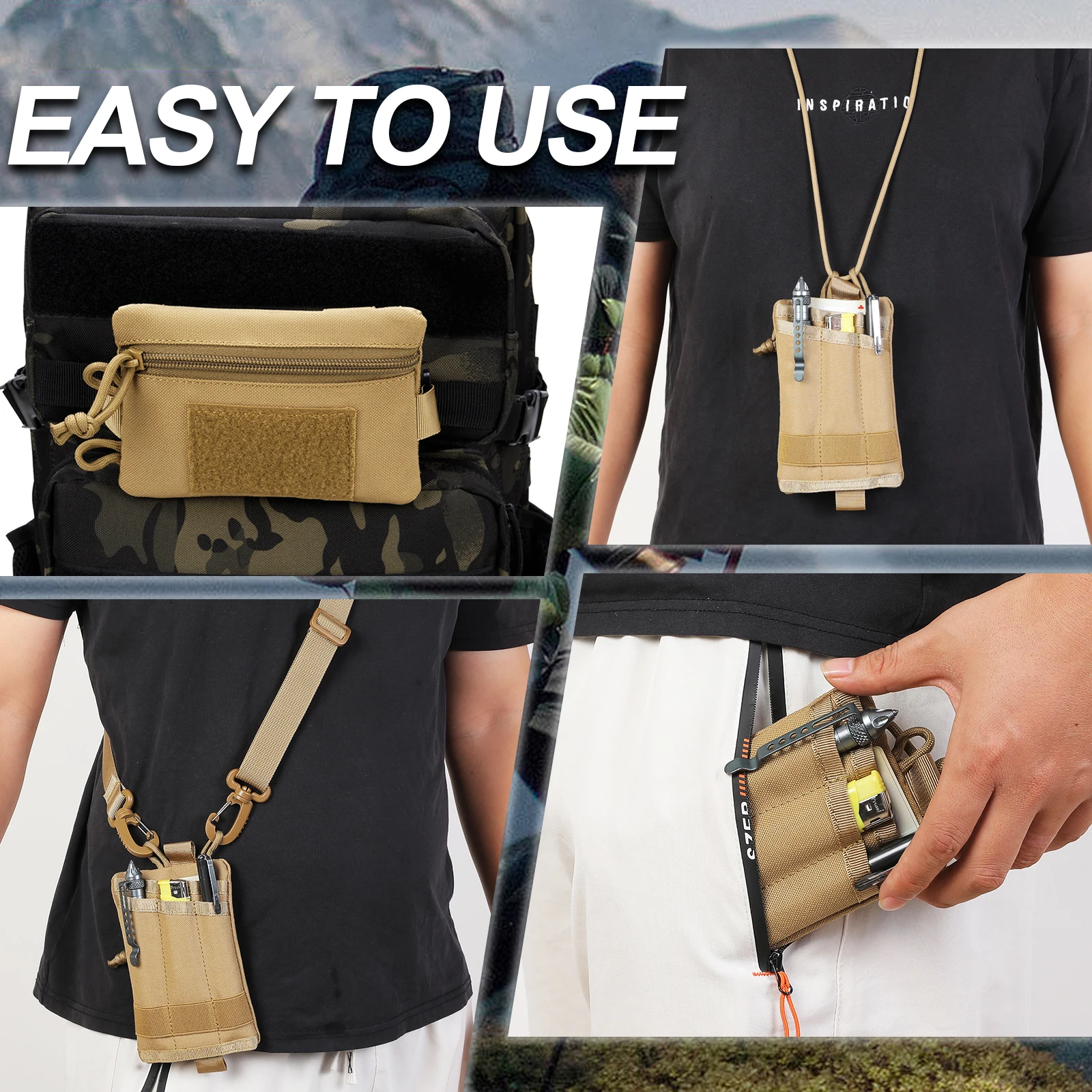 Mini Wallet Key Card Carrier Holder Small Travel Camping Hiking Hunting Accessories Waterproof Waist Bag EDC Tactical Pouch Bag