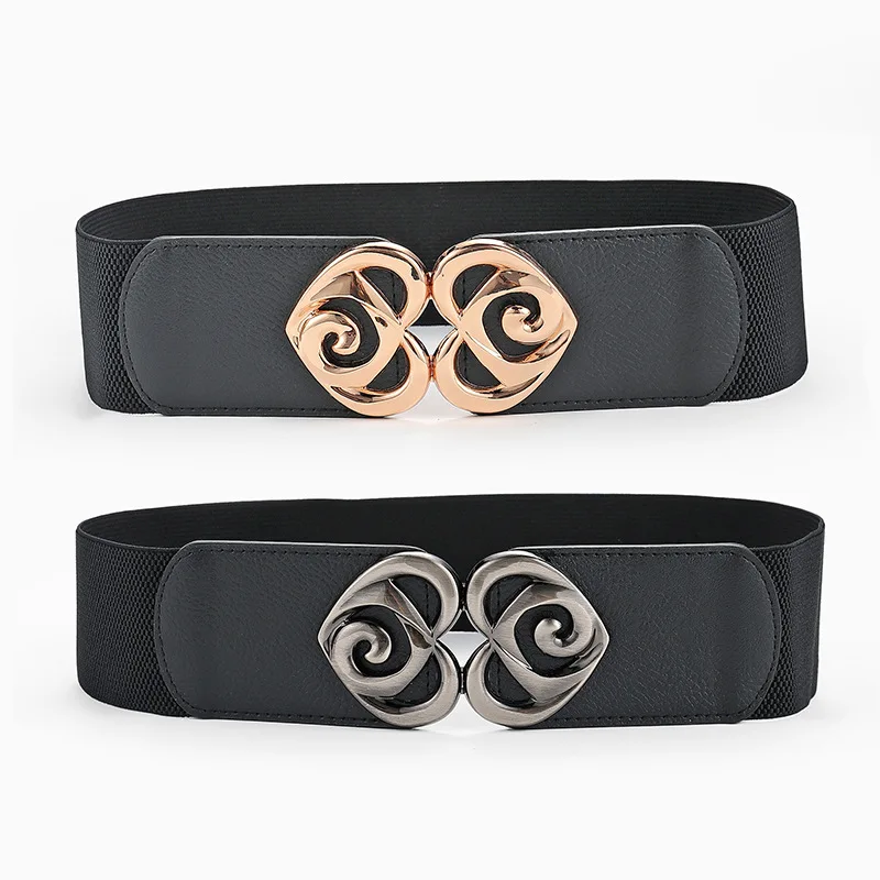 Модный черный женский эластичный широкий пояс для платья Женский ремень с
