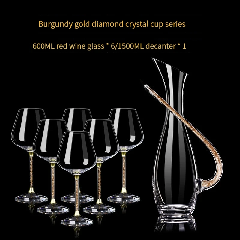 Wine Goblet Glass For Wholesales Goblet Wine Glass Luxury Diamond Wine Glass and rack set