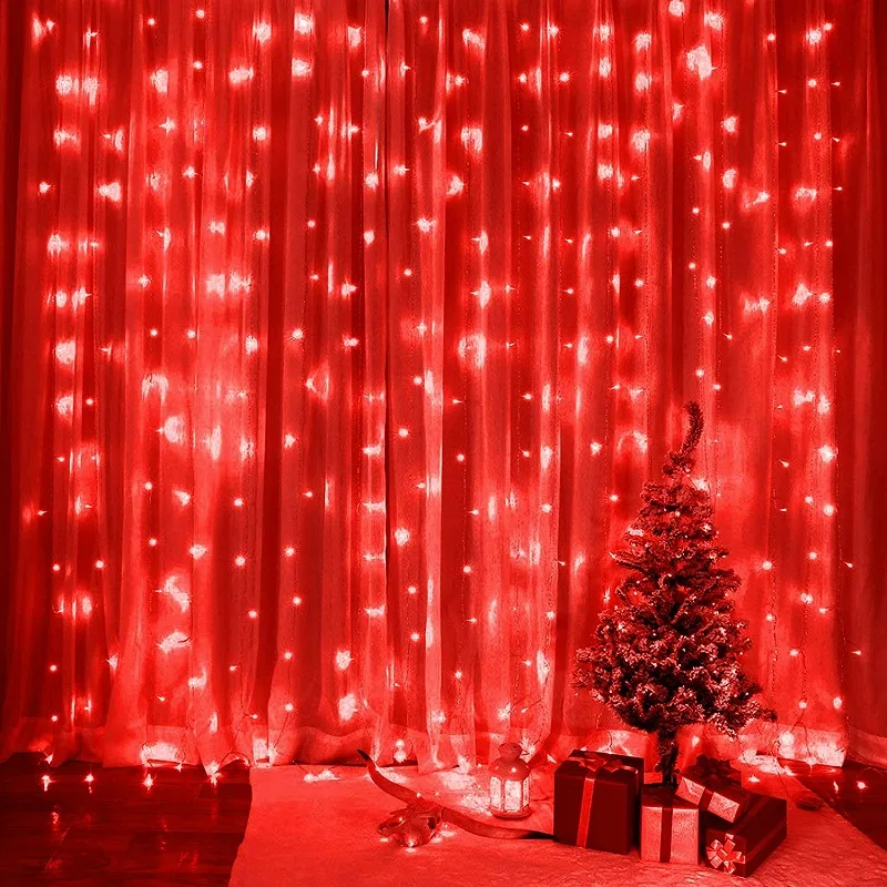 3M*3M USB Powered 8 Modes 300 Led Fairy Window Curtain String Light