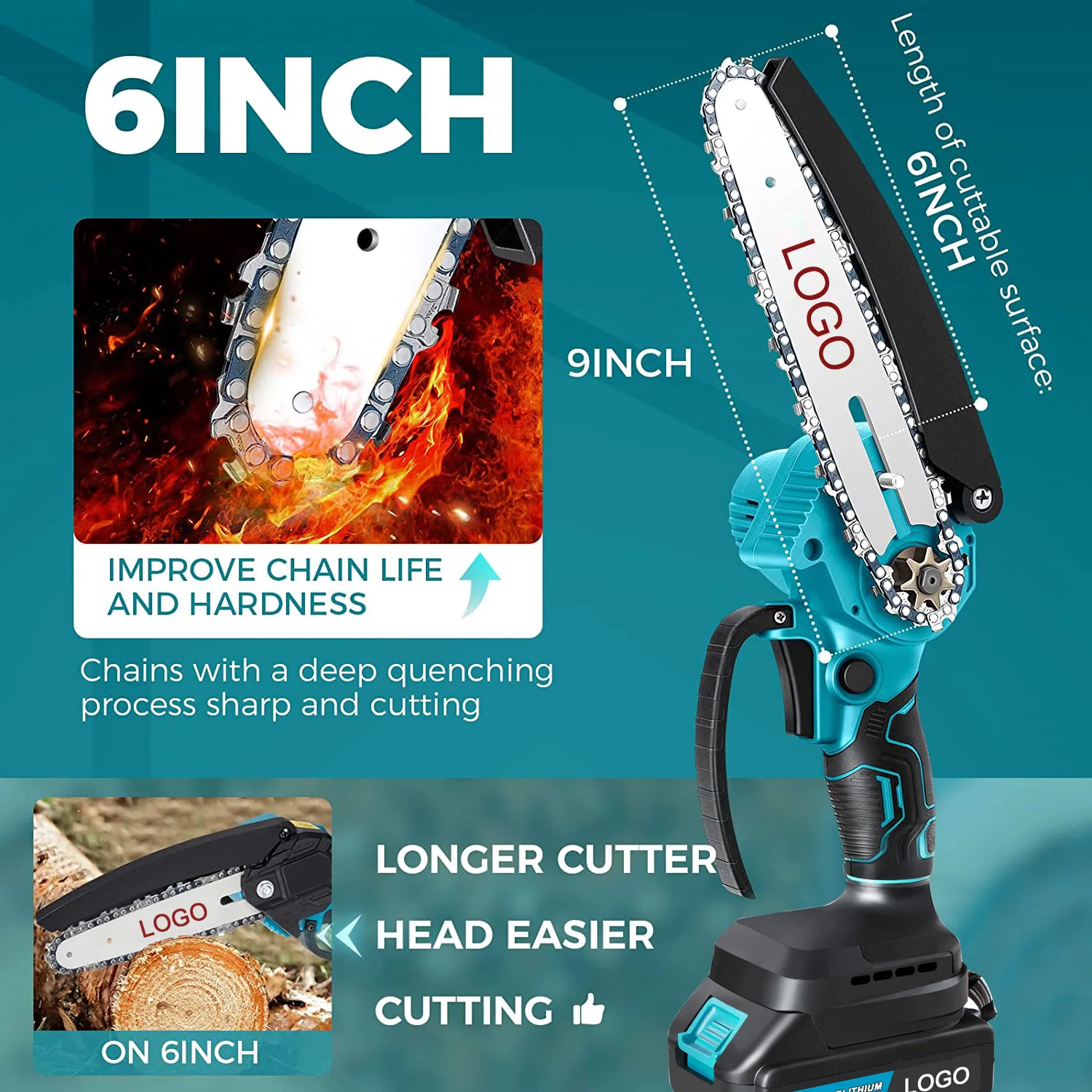 FBA 6 Inch Mini Electric Chainsaw 3 chains 550w 2 Battery Cordless Chainsaw Chain Saw Machine Used for Cutting Wood