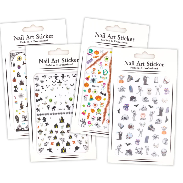 Wholesale Halloween Nail Sticker Self Adhesive Nail Art Tattoo Big Lips/palms Decals for DIY Decor Wraps