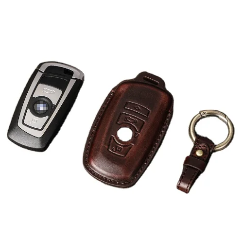 Creative England style vintage fashion keychains men women accessories mini protective shell genuine leather car key case