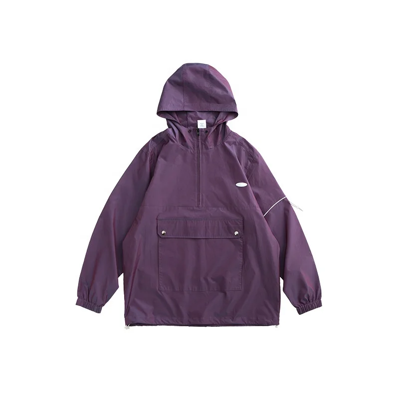 High-quality spring new trendy brand reflective loose hooded windbreaker jacket and feet pants couple suit