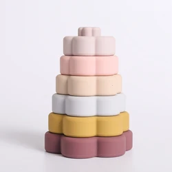 New Sale Food Grade Silicone Flower Stacker Baby Toy Early Education Toy  Color And Size Cognition  Inspire Growth And Have Fun