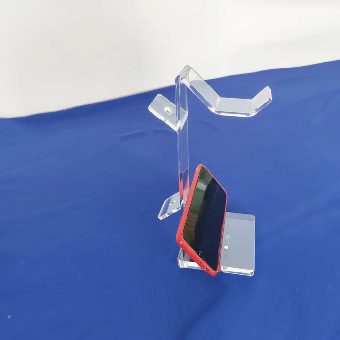 Custom Transparent Acrylic Headset Headphone Organizer Clear Acrylic Stand Gaming Headphone Display Holder With Cable Organizer
