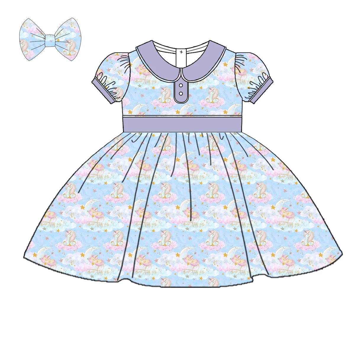 Manufacturer design Elegant Baby girl Dress Nice unicorn printed Baby girl Spring Dress For Party