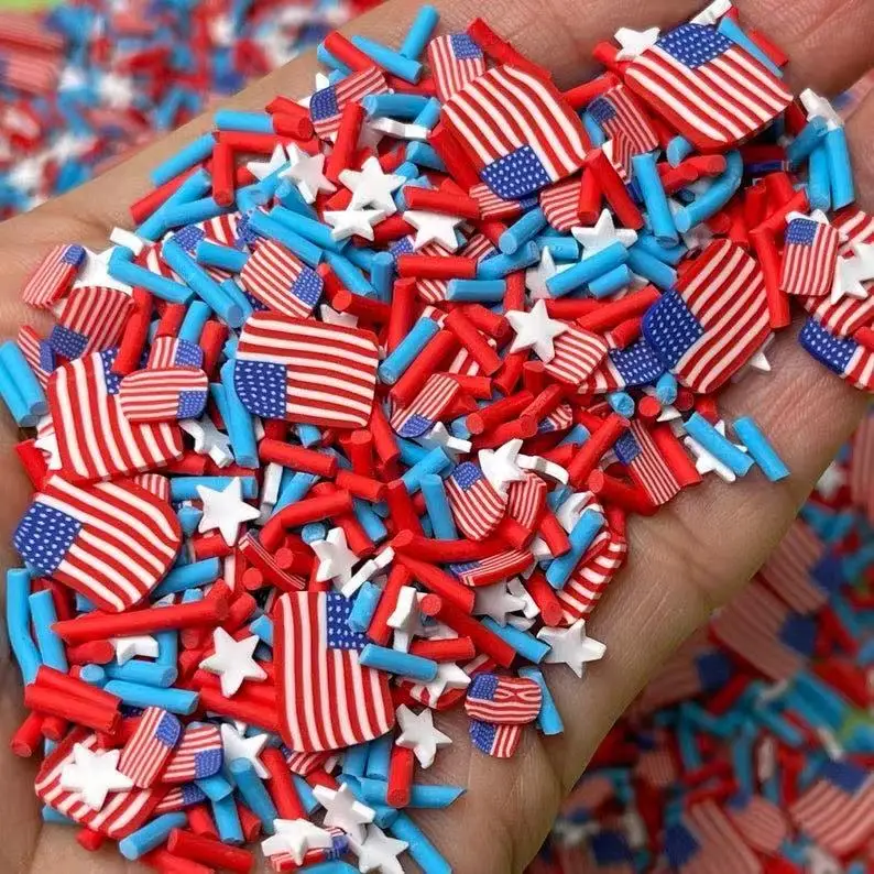 Wholesale 1000g 7mm fireworks 4th of july american flags  mix sprinkles slime supplies crafting independence day