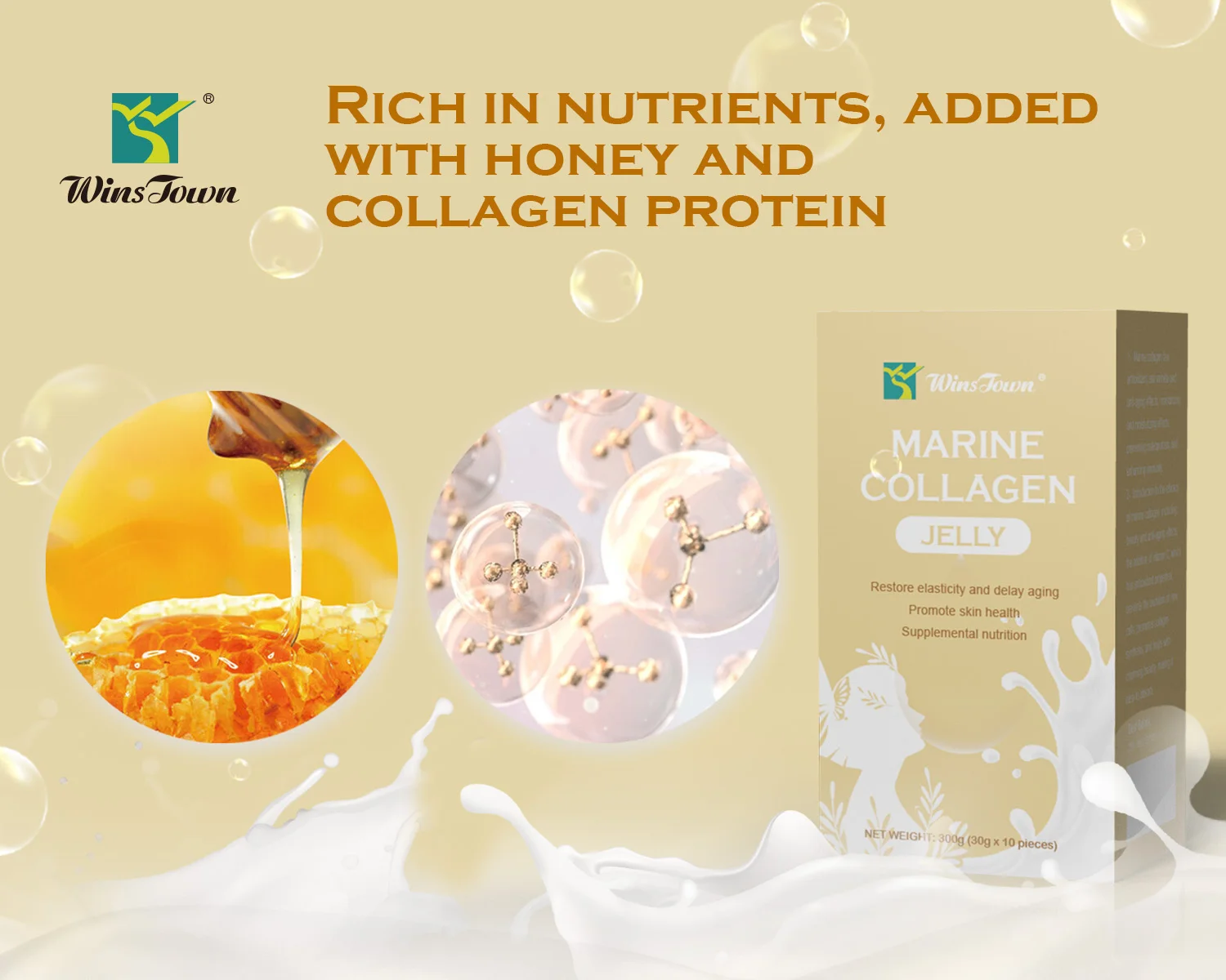 Private Label Beauty Pure Collagen Protein Jelly Anti Aging Skin Lightening Care Pills Marine Supplement