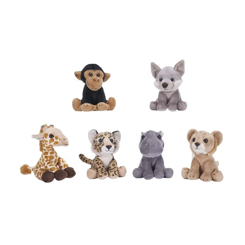 Wholesale Custom Jungle Tiger Forest Animal Toys Soft Stuffed Chimp Raccoon Giraffe Elephant Wild Animal Toddler Toy
