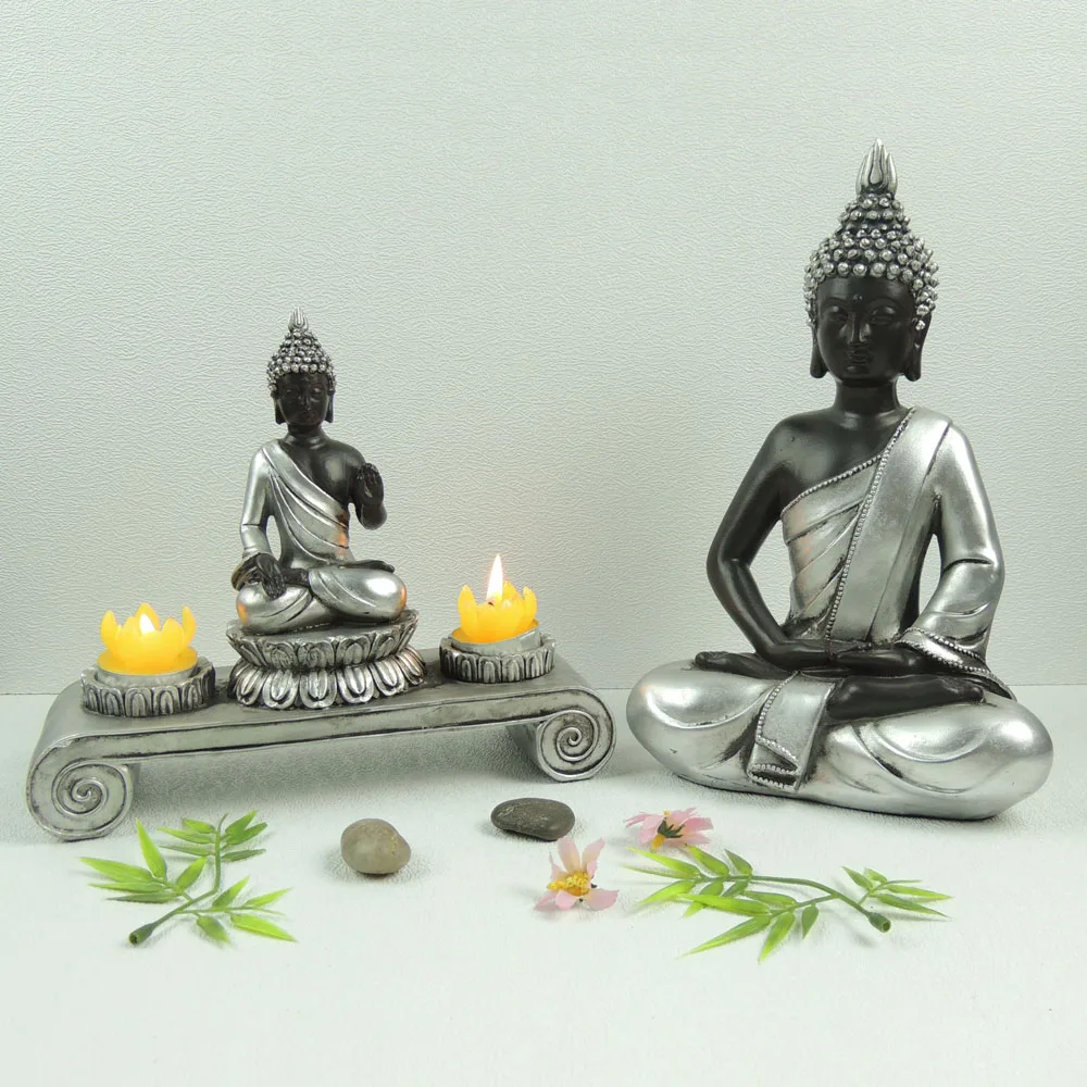 High quality religious handicraft thai buddha silver color painting