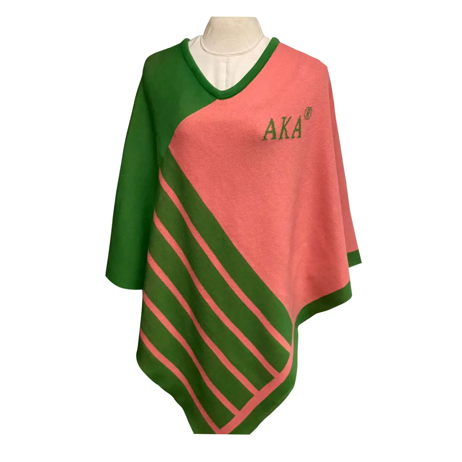 manufacturer customized pink green wrap greek letter knit cardigan sweater shawl poncho