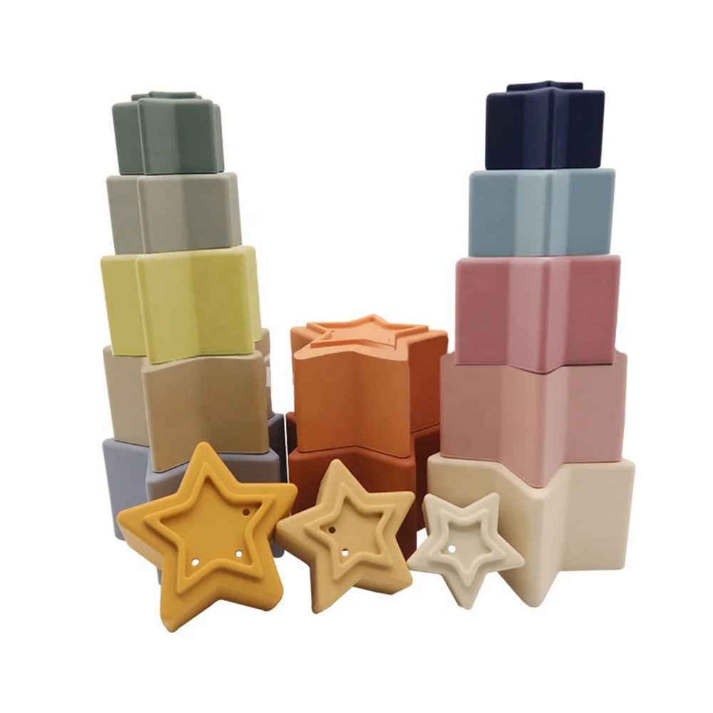 LoveBond New Products Baby Silicone Stacking Toys Infants Education Toys Rainbow Building Blocks For Children