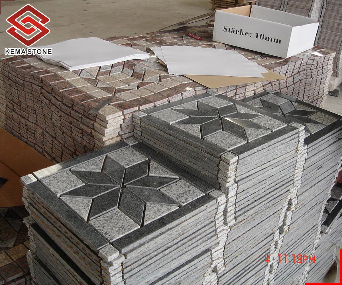 305x305mm Natural Stone Waterjet Star Pattern Granite Mosaic For Exterior Wall Tiles
