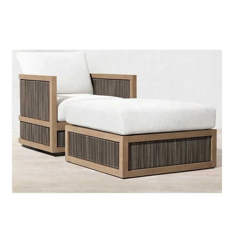 luxury patio garden sets hotel resort Capri teak lounge chair one seat sofa with ottoman outdoor furniture leisure lounge chair