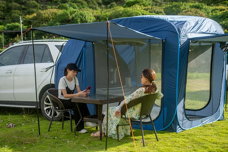 Pop Up Car Rear Tent Outdoor Camping Hiking Sunshade Tents Waterproof Windproof Self-driving Tour Car Rear Awning Trunk Tents