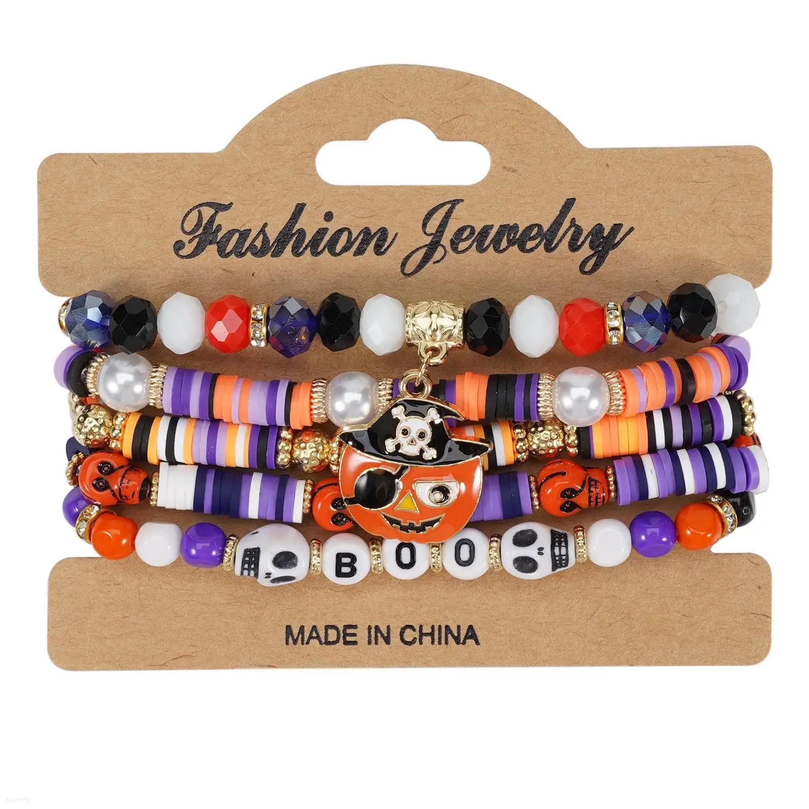 FM Halloween bracelet Corn Kernels Pirate Ghost Pendant Polymer clay beaded party holiday