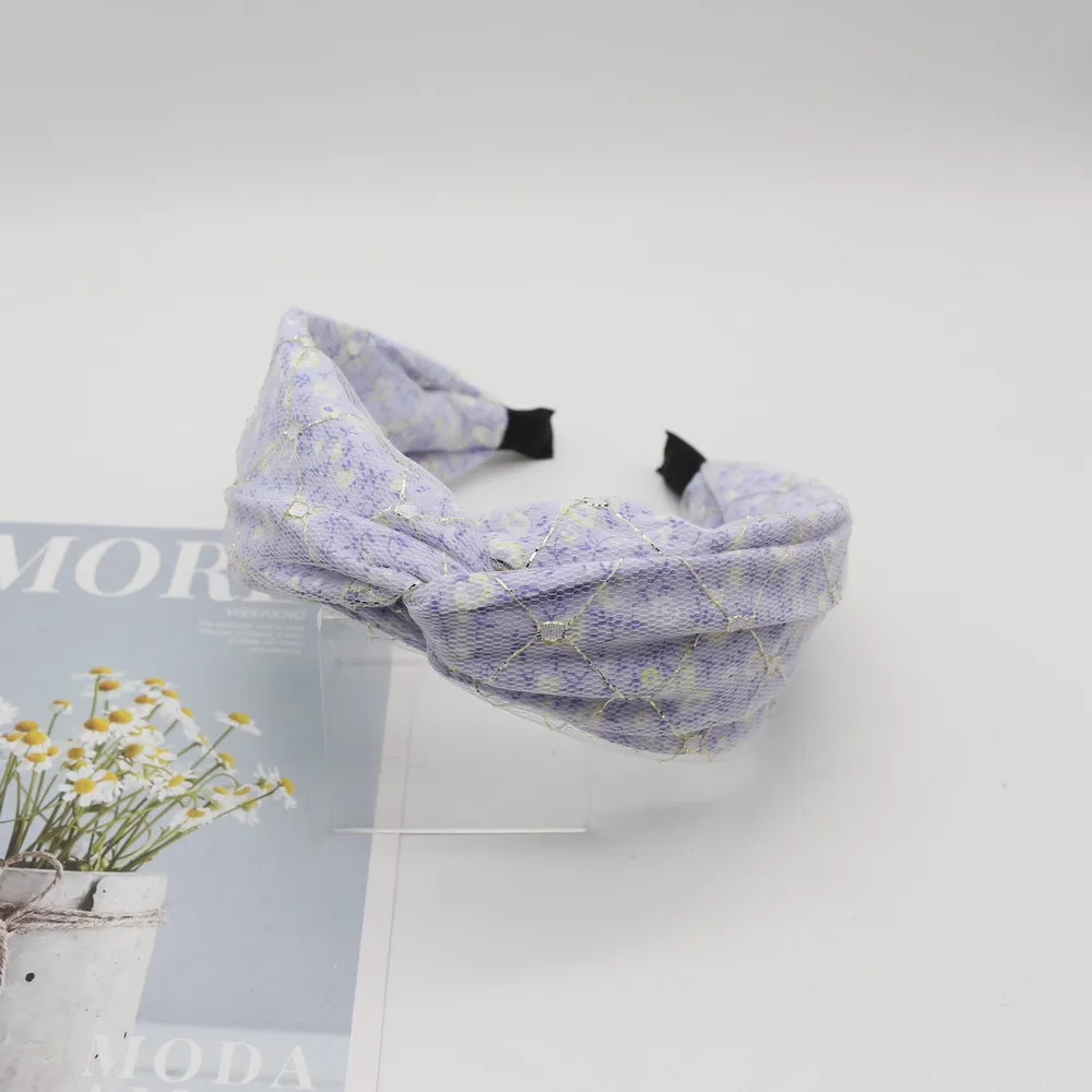 2021 popular floral print fabric cross elastic headband double layer for women and