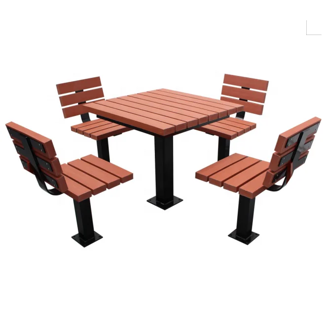 Guangzhou Gavin recycled plastic wood outdoor garden table and chair set site furniture/site furnishing patio table with chairs