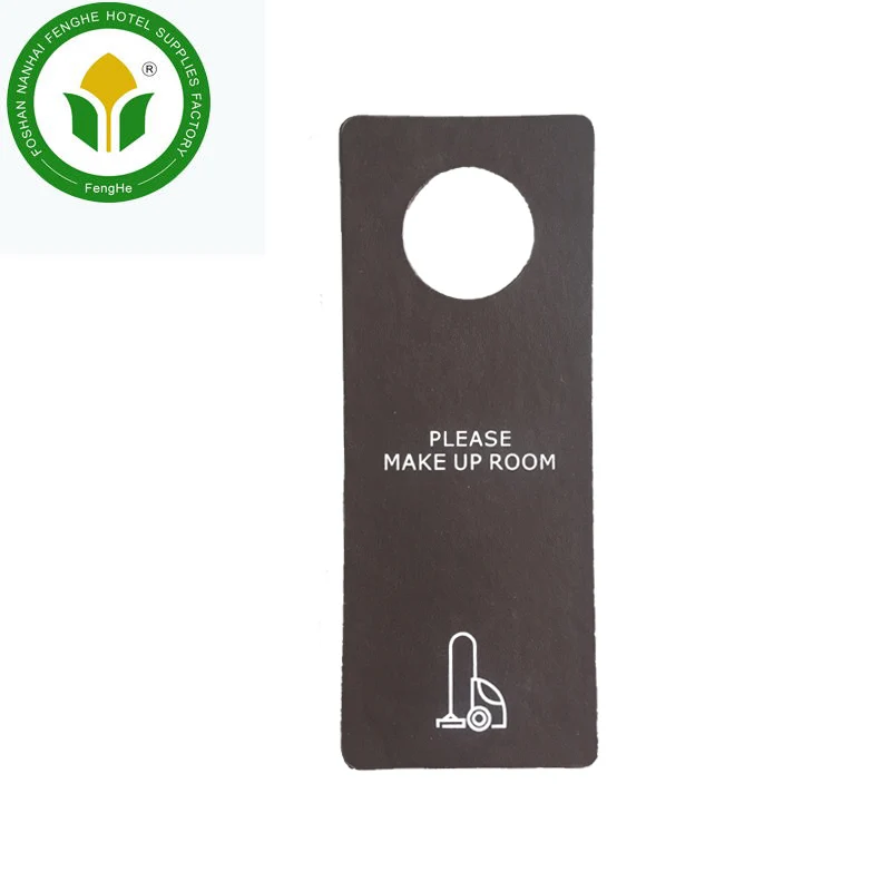 Hotel guestroom leather door hanger paper do not disturb hanger sign