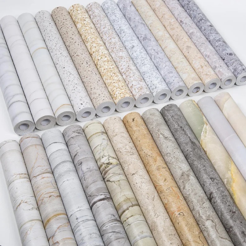 Jinyi Oil-proof Waterproof White Gray Marble Peel and Stick Self Adhesive Vinyl Contact Paper Furniture Wallpaper