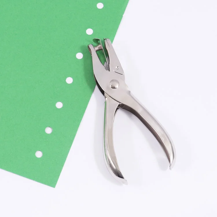 Foska Hole Punch Solid Premium Metal Comfortable Long Handle 1 Hole Mini Metal Circle Paper Punches with Paper Scraps Chip Tray