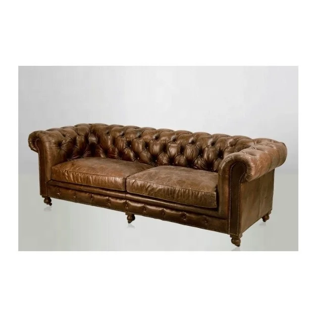 
Chesterfield диван «Kensington» коричневый сигара винтажная кожа с мягкой обивкой 
