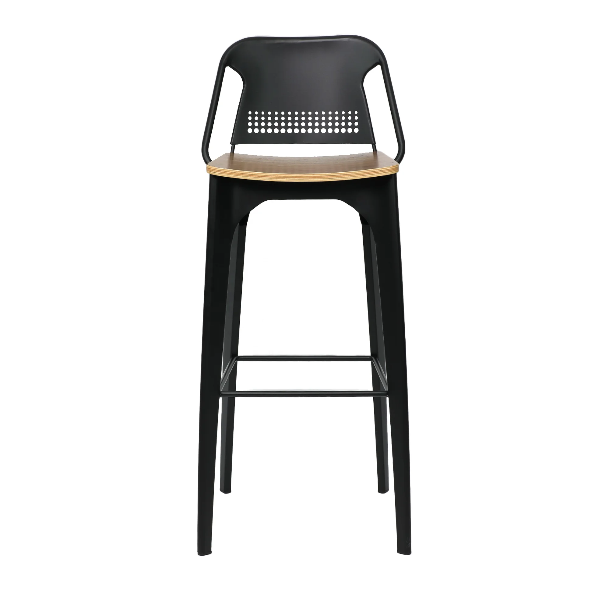 Wholesale Elegant Metal Barstools Supplier Black Seat Tall High Bar Chair Bar Stool