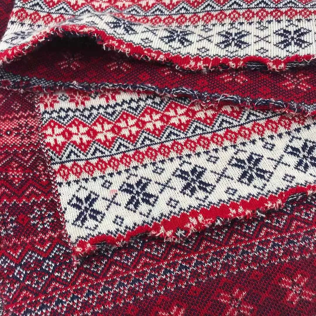 Production of custom shoe tube wool cloth down jacket jacquard rib knitted jacquard fabric