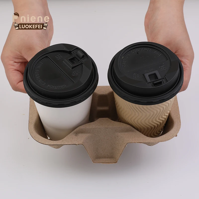 Customized Disposable Takeaway hot drink Cup Holder Coffee Paper Cup Takeout Cup Holder