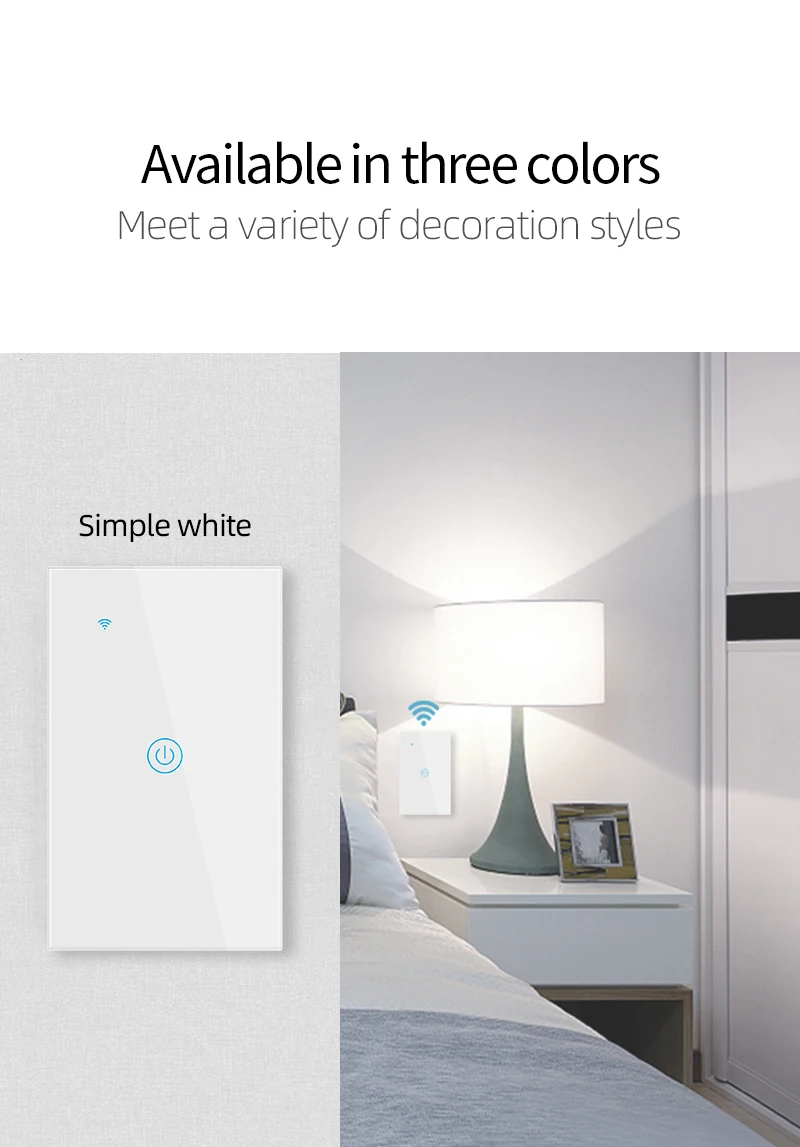 Wifi Smart Switch Panel US 1/2/3 Gang App Remote Control Timer Touch Light Switch Electric Sensitive Wall Light Switch Glass