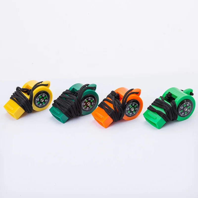 2 in 1 Function Plastic Whistles with Compass Emergency Survival Loud Safety Whistle with Lanyard for Hiking Camping Hunting
