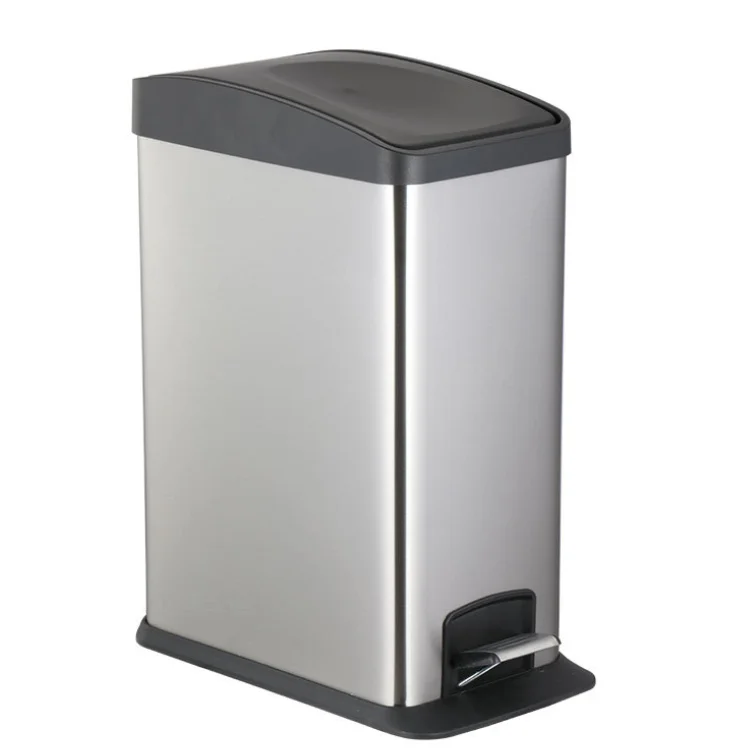 Hotel 36L Stainless Steel Rectangular Foot Pedal Garbage Bin Double Bucket with Lid Trash Can