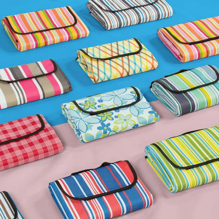 New Design Colored Striped Camping Mat Travel Picnic Mat Waterproof Picnic Blanket Camping Carpet Beach Mat