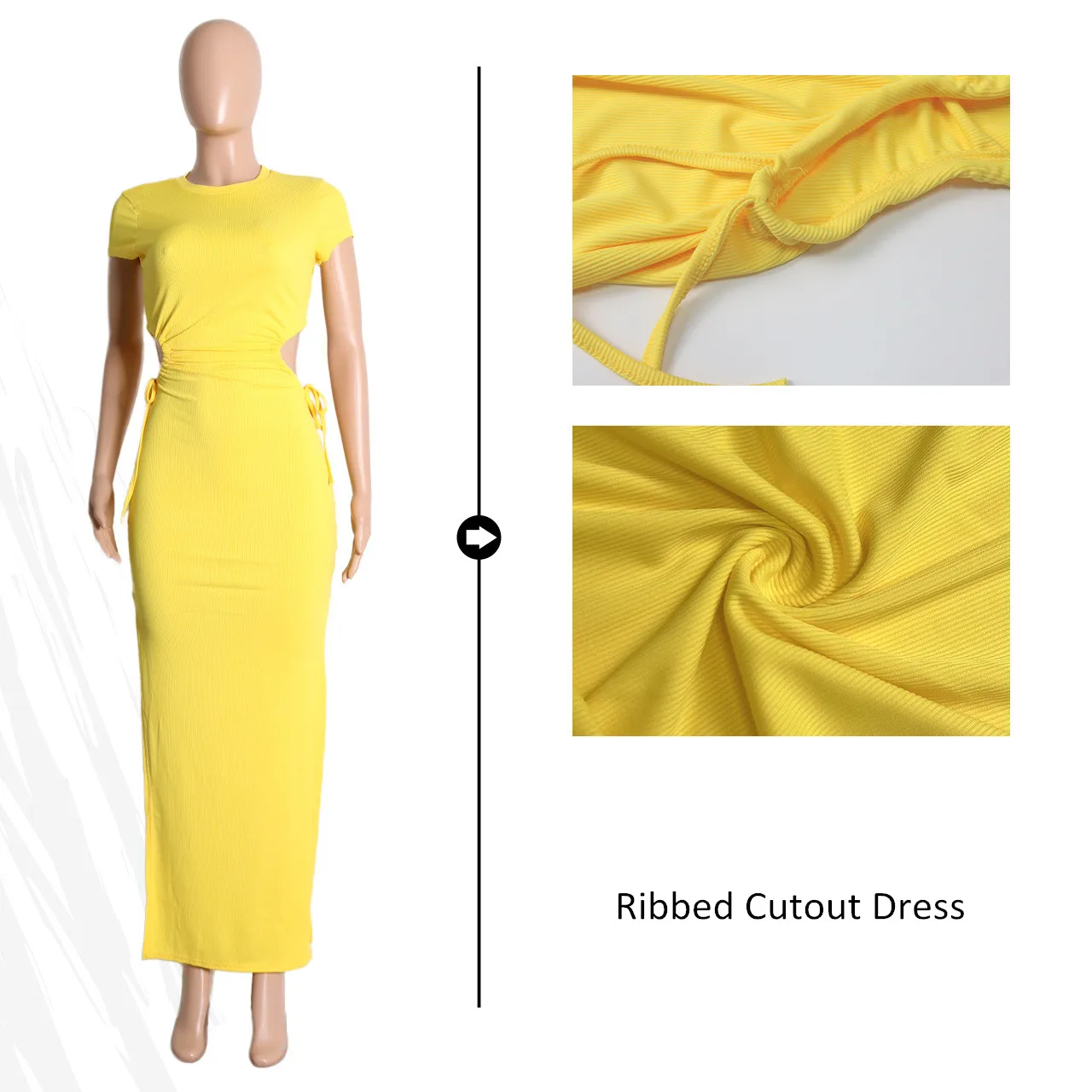 Holiday Casual Dresses Fashion Double Slit Sexy Cutout Maxi Ribbed Dresses Summer Trending Elegant Dresses For Ladies Women