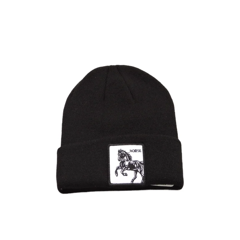 Горячая распродажа осенне-зимняя красочная теплая шапка унисекс вязаная зимняя с вышивкой животных узоры