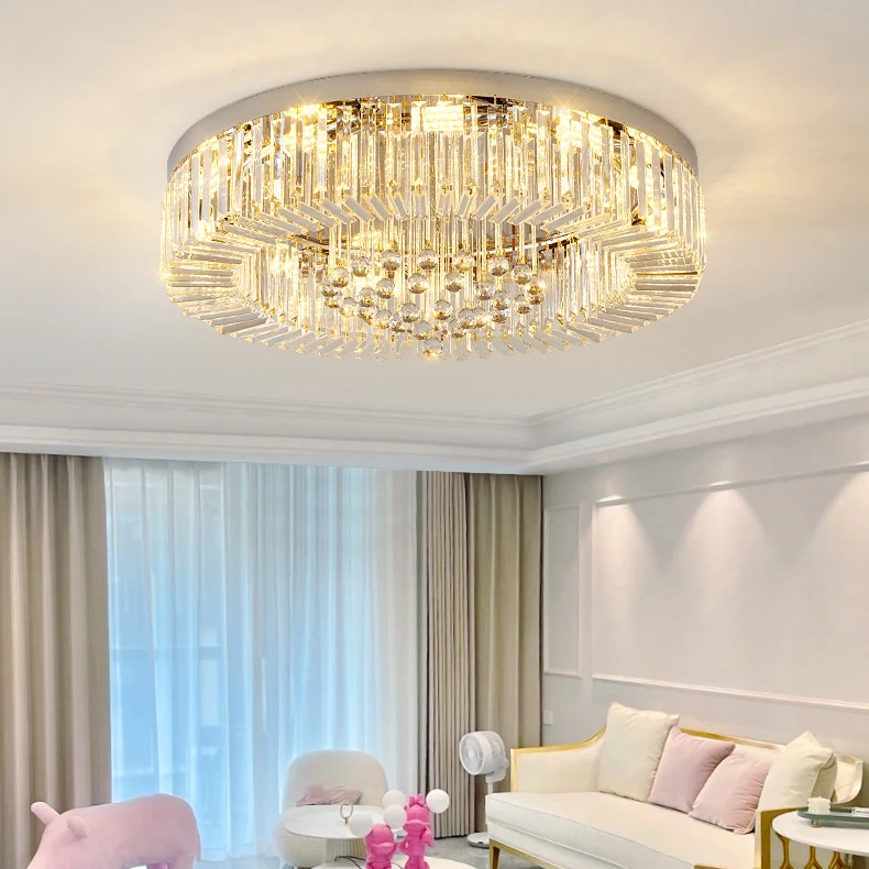 Classic round bedroom crystal ceiling light gorgeous living room dining room LED crystal ceiling lamps Light luxury high quality